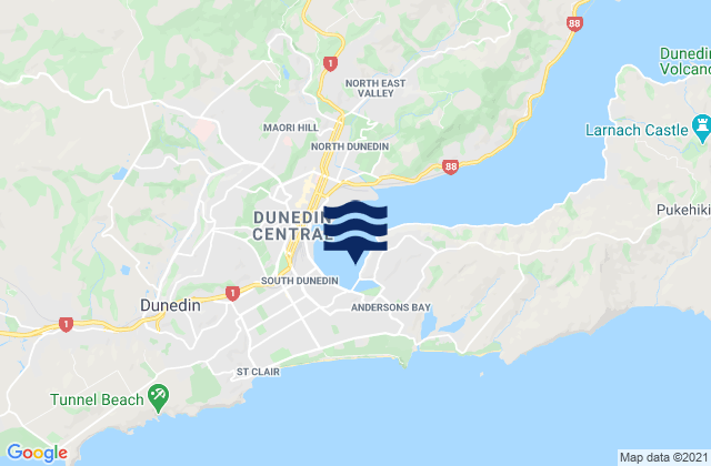 Karte der Gezeiten Andersons Bay Inlet, New Zealand