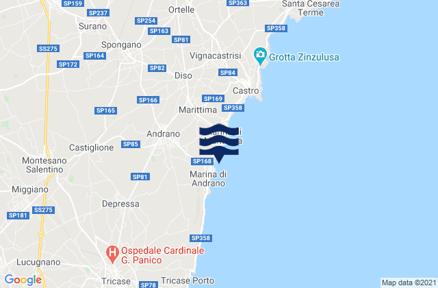 Karte der Gezeiten Andrano, Italy
