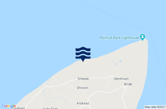 Karte der Gezeiten Andreas, Isle of Man