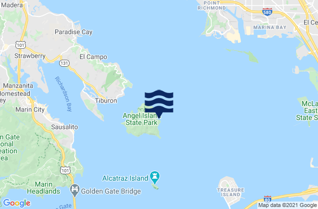Karte der Gezeiten Angel Island (East Garrison), United States