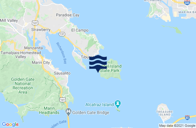 Karte der Gezeiten Angel Island (west Side), United States