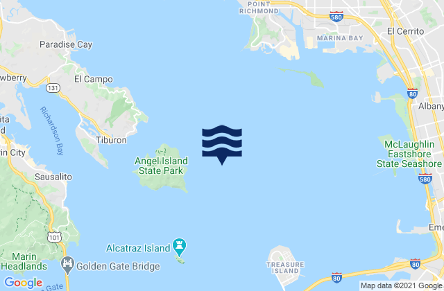Karte der Gezeiten Angel Island 0.75 mile east of, United States