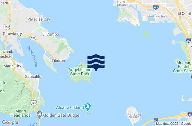 Karte der Gezeiten Angel Island off Quarry Point, United States