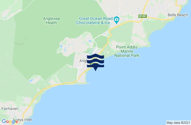Karte der Gezeiten Anglesea Beach, Australia