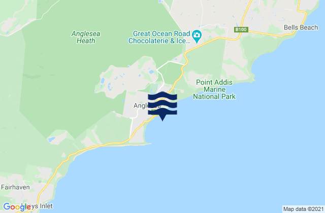 Karte der Gezeiten Anglesea, Australia