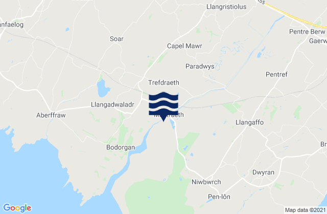 Karte der Gezeiten Anglesey, United Kingdom