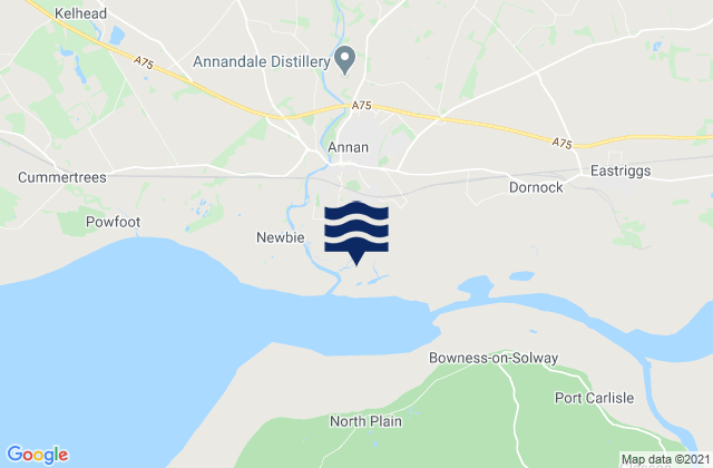 Karte der Gezeiten Annan Beach, United Kingdom