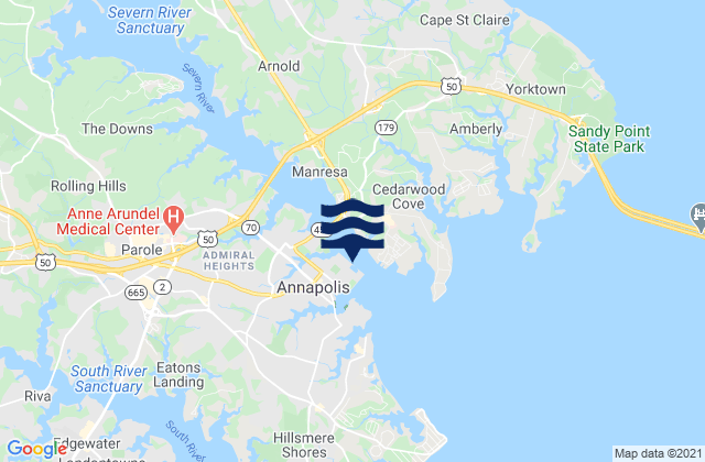 Karte der Gezeiten Annapolis (US Naval Academy), United States