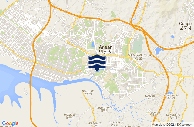 Karte der Gezeiten Ansan-si, South Korea