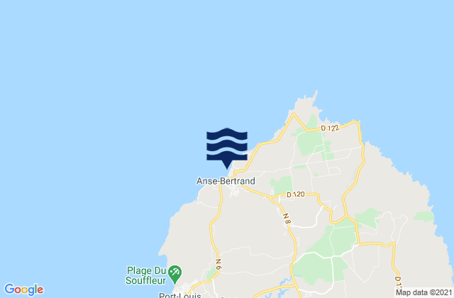 Karte der Gezeiten Anse-Bertrand, Guadeloupe