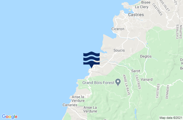 Karte der Gezeiten Anse La Raye, Saint Lucia