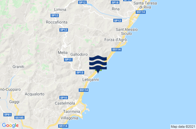Karte der Gezeiten Antillo, Italy