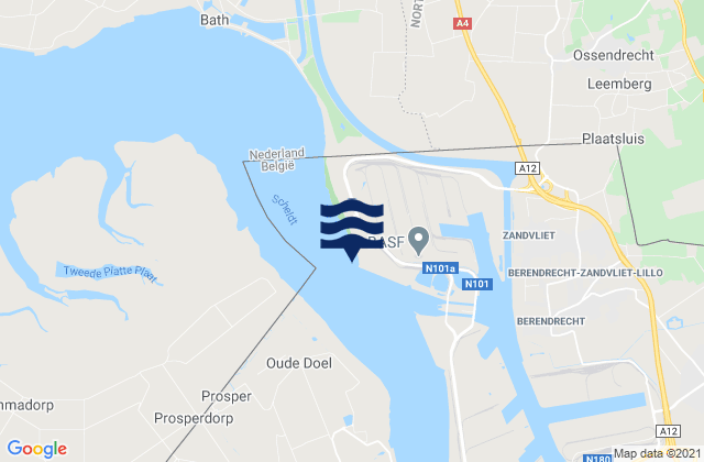 Karte der Gezeiten Antwerp (Roads) Schelde River, Belgium
