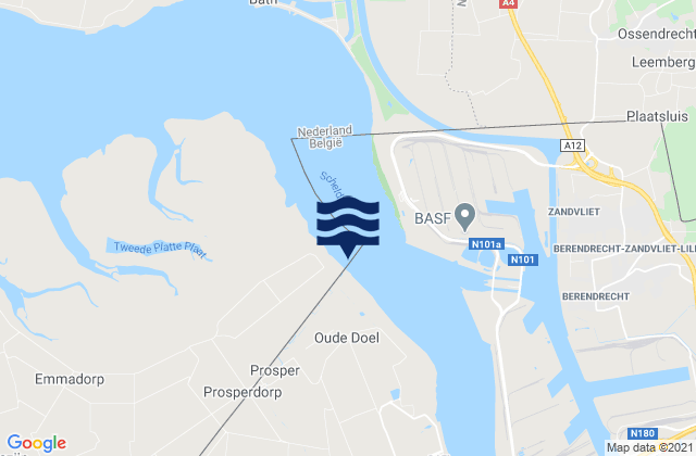 Karte der Gezeiten Antwerp (prosperpolder) Schelde River, Belgium