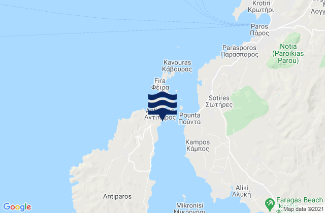 Karte der Gezeiten Antíparos, Greece