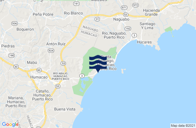 Karte der Gezeiten Antón Ruíz Barrio, Puerto Rico