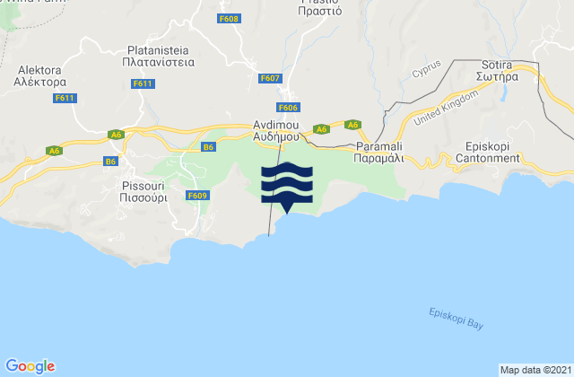 Karte der Gezeiten Anógyra, Cyprus