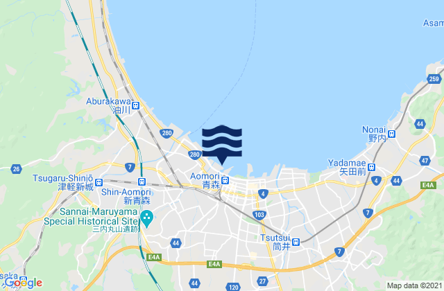 Karte der Gezeiten Aomori Ko Mutsu Kaiwan, Japan