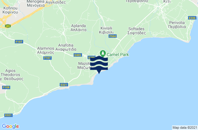 Karte der Gezeiten Aplánta, Cyprus