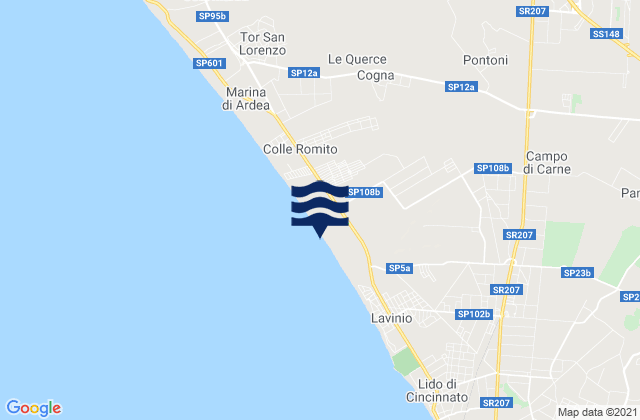 Karte der Gezeiten Aprilia, Italy