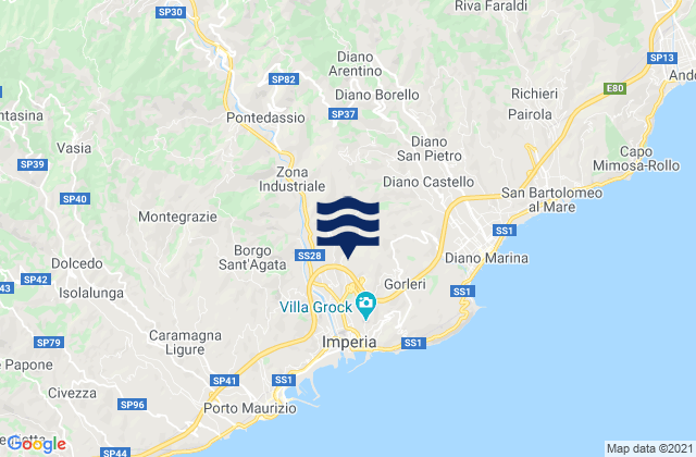 Karte der Gezeiten Aquila di Arroscia, Italy