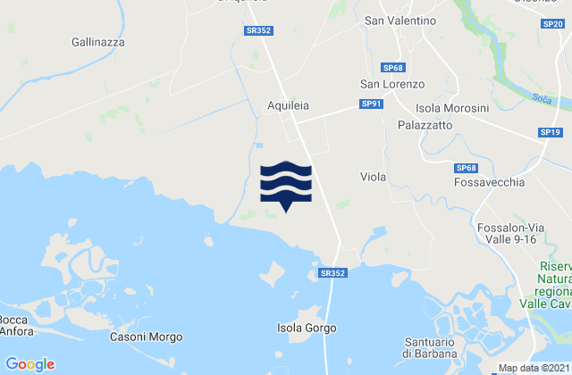 Karte der Gezeiten Aquileia, Italy