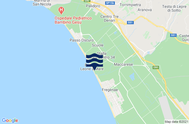 Karte der Gezeiten Ara Nova, Italy