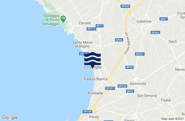 Karte der Gezeiten Aradeo, Italy