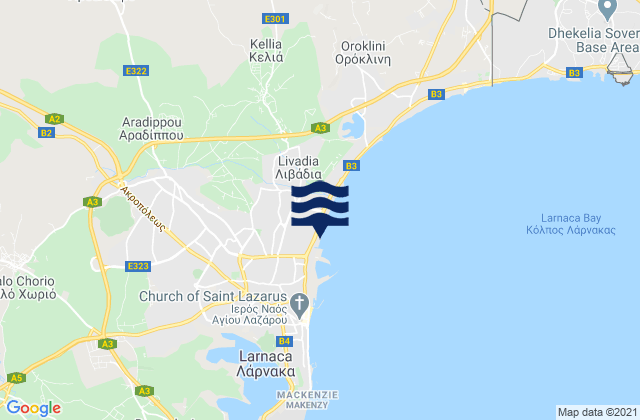 Karte der Gezeiten Aradíppou, Cyprus