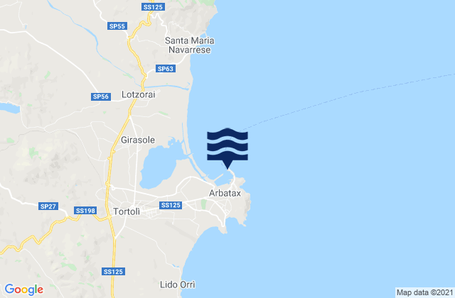 Karte der Gezeiten Arbatax Port, Italy