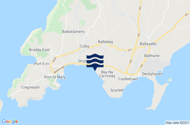 Karte der Gezeiten Arbory, Isle of Man