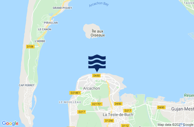 Karte der Gezeiten Arcachon, France