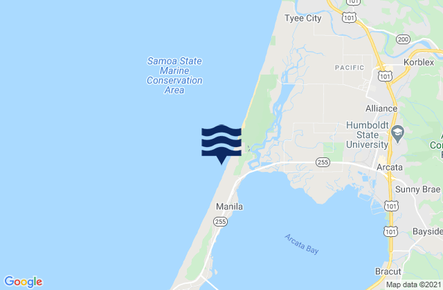 Karte der Gezeiten Arcata Wharf, United States