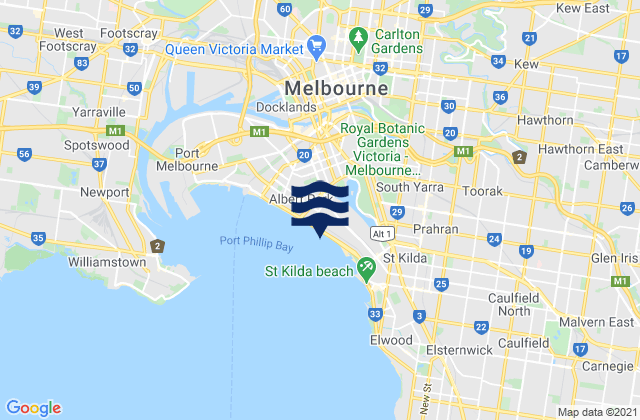 Karte der Gezeiten Archies, Australia