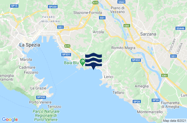 Karte der Gezeiten Arcola, Italy
