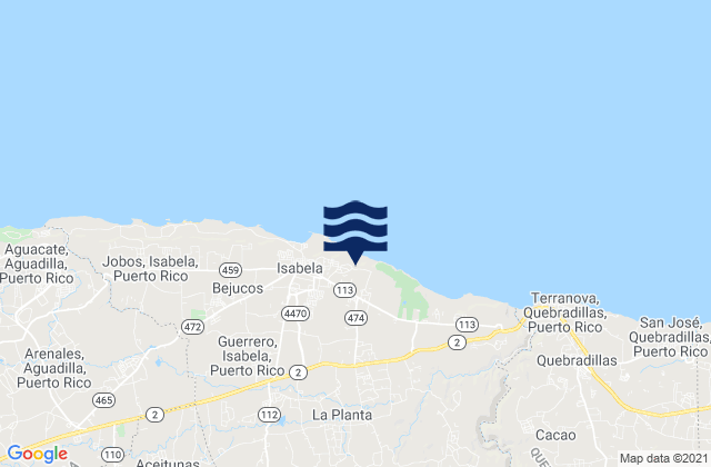 Karte der Gezeiten Arenales Bajos Barrio, Puerto Rico