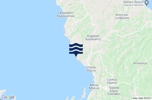 Karte der Gezeiten Argalastí, Greece