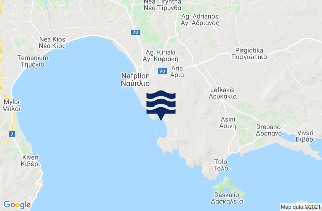 Karte der Gezeiten Aria, Greece