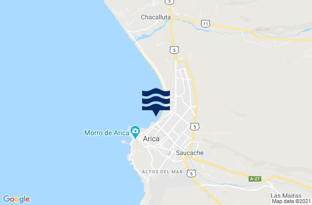 Karte der Gezeiten Arica, Chile
