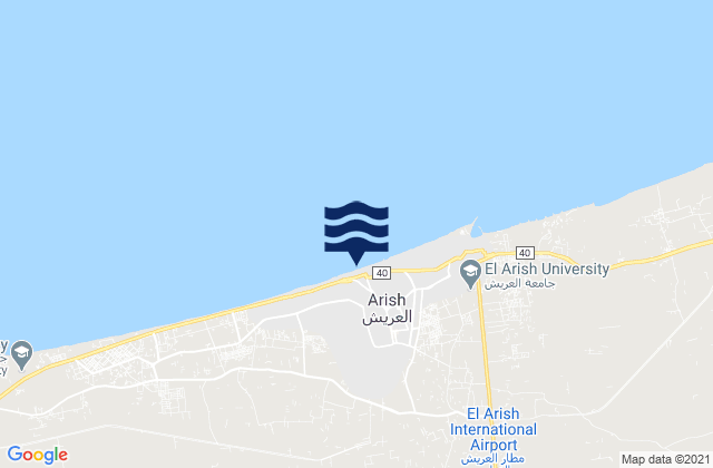 Karte der Gezeiten Arish, Egypt
