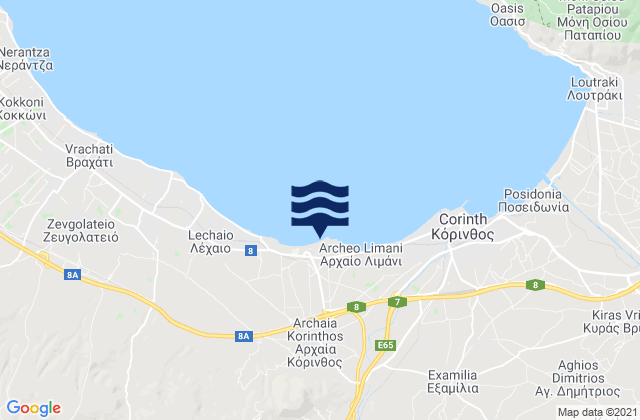 Karte der Gezeiten Arkhaía Kórinthos, Greece