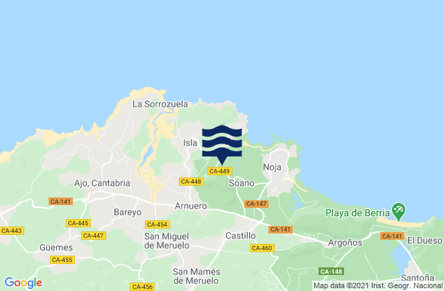 Karte der Gezeiten Arnuero, Spain
