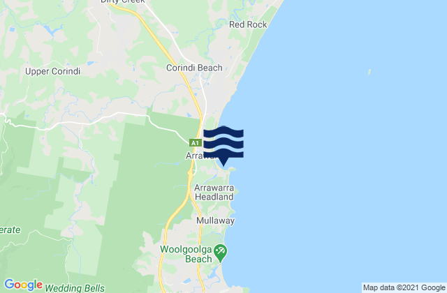 Karte der Gezeiten Arrawarra Beach, Australia