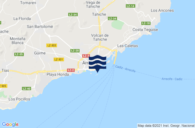 Karte der Gezeiten Arrecife, Spain