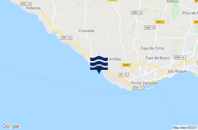 Karte der Gezeiten Arrifes, Portugal