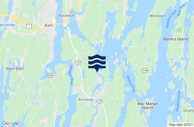 Karte der Gezeiten Arrowsic Island, United States