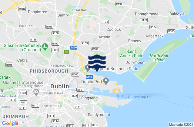Karte der Gezeiten Artane, Ireland