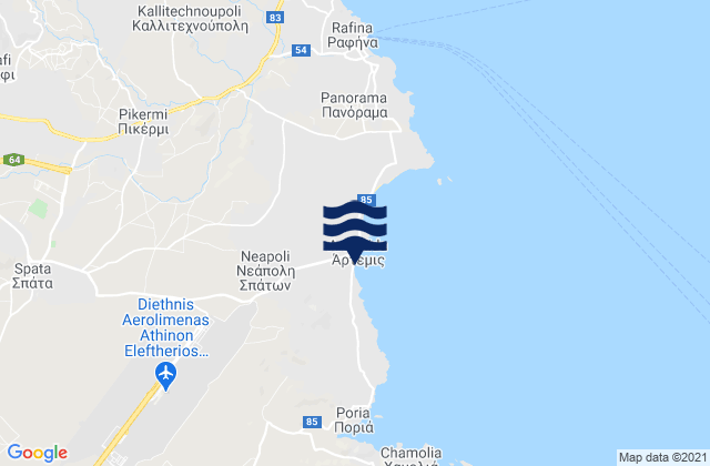 Karte der Gezeiten Artémida, Greece