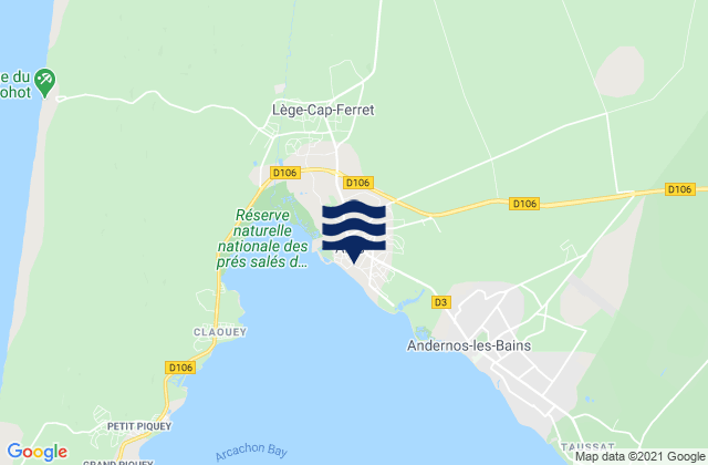 Karte der Gezeiten Arès, France