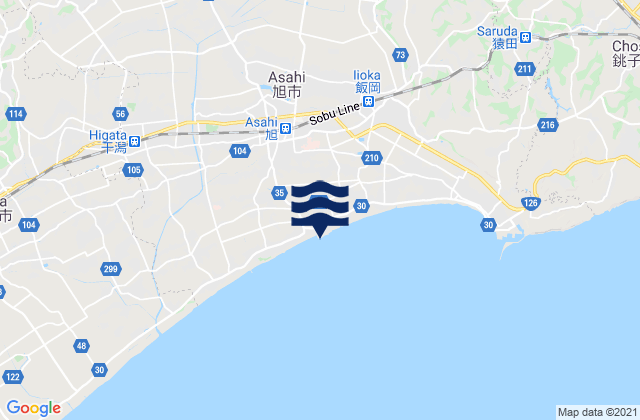 Karte der Gezeiten Asahi-shi, Japan